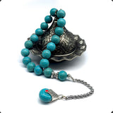 Relaxing Stress Relief Big Beads Prayer Beads, Worry Beads, EFE Tesbih, Maskot Tesbih, Tasbih, Rosary (12mm-17 Synthetic Turquoise Beads)