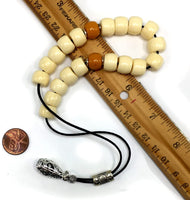 Greek KOMBOLOI Series Worry Beads Begleri Pony Anxiety Beads Rosary Relaxation Stress Relief  (Cream Resin Drum -13X9 mm- 19 Big Beads)