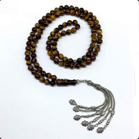 ALBATROSART Special Prayer Beads Series -99 Beads- Tesbih Tasbih Tasbeeh Misbaha Masbaha Subha Sebha Sibha  (Tiger Eye Natural Stone -8 mm-)