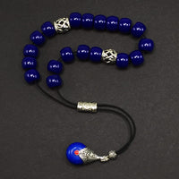 ALBATROSART Design - Greek KOMBOLOI Series Worry Beads Begleri Pony Anxiety Beads Rosary Relaxation Stress Relief (Navy Blue Resin Drum -13X9 mm- 19 Big Beads)