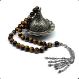 ALBATROSART Design -Tiger Eye Stone Series Worry Beads - Prayer Beads Tesbih-Tasbih-Tasbeeh-Misbaha-Masbaha-Subha-Sebha-Sibha-Rosary (Big Beads --12 mm-33 Beads-)