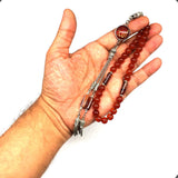 ALBATROSART -Elegance Collection- Prayer Beads-Tesbih-Tasbih-Tasbeeh-Misbaha-Masbaha-Subha-Sebha-Sibha-Rosary (RED Agate Stone 8mm -33 Beads)