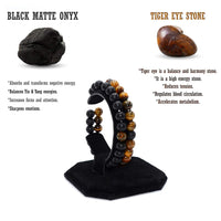 NEW BRACELET SERIES: 2 pcs / Set Fashion Double Tiger Eye-Black Onyx Stone Bracelets (Wallet Gift)