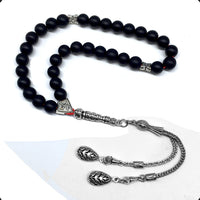 ALBATROSART - Simple Designed Natural Stone Worry Beads- Prayer Beads Tesbih-Tasbih-Tasbeeh-Misbaha-Subha-Sebha-Sibha-Rosary (Black Glass -8 mm 33- Beads)