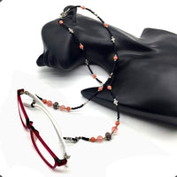 -HANDMADE Eyeglass Chains Elegant Eyewear Retainer Beaded Eyeglass Strap Holder Natural Stone Beaded Eyewear Retainer (PINK QUARTZ Stone Beaded Design)