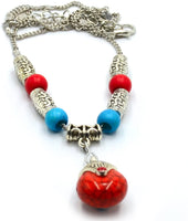 Fantastic Stylish Red Blue Beaded Necklace