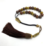 Greek KOMBOLOI Series Worry Beads Begleri Pony Anxiety Beads Rosary Relaxation Stress Relief (Matte Style Faceted Brown Hematite Beads (10 mm, 19 Beads )