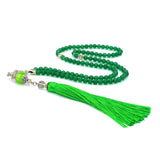 Women Prayer Beads-Tesbih-Tasbih-Tasbeeh-Misbaha (6 mm 99 beads-Green Jade with Silk Tassel)