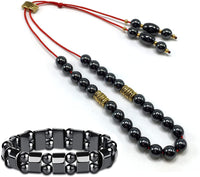 Greek KOMBOLOI Series Worry Beads Begleri Pony Anxiety Beads Rosary Relaxation Stress Relief (Black Small Hematite Beads & Bracelet - 6 mm, 23 Beads)