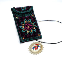 Handmade Custom Ceramic Tile Necklace-2 (Turkish Traditional Iznik Tile Art - Waxed Cotton Cord)