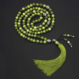 ALBATROSART - Mala Prayer Beads - Mala Necklace - Tibetan Mala Prayer Beads Meditation Beads Yoga Necklace (Natural Green Jade Stone - 8MM - 108 Beads)