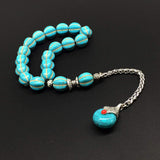 Relaxing Stress Relief Big Beads Prayer Beads, Worry Beads, EFE Tesbih, Maskot Tesbih, Tasbih, Rosary (12 mm - 17 Turquoise Pumpkin Beads)