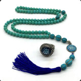 ALBATROSART -Synthetic Turquoise -8mm -99 Beads - Worry Beads with Matching Stretch Ring - Elastic Ring with Replaceable Snap Button -Tesbih-Tasbih-Misbaha-Subha-Sibha-Rosary