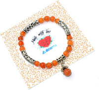 New Style Eagle Clawed Orange Aventurine Bracelet -6 mm Beads- (Ethnic Wallet Gift)