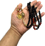 ALBATROSART Special Prayer Beads Series -99 Beads- Tesbih Tasbih Tasbeeh Misbaha Masbaha Subha Sebha Sibha (Black and Red Agate Natural Faceted Stone -8 mm-)