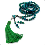 ALBATROSART - Mala Prayer Beads - Mala Necklace - Tibetan Mala Prayer Beads Meditation Beads Yoga Necklace - (Natural Chrysocolla Stone - 8MM - 108 Beads)