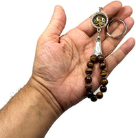 ALBATROSART -Keychain Collection with Allah -Handbag Holders (10 mm - Tiger Eye Natural Stone)