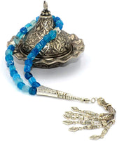 SQUARE COLLECTION Blue Agate Stone Worry Beads - Prayer Beads - Tesbih -Tasbih (8 mm-33 Beads)