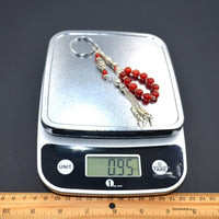 Red Agate Stone Worry Beads & Keychain Together -Stress Worry Beads-Tesbih-Tasbih ETHNIC WALLET GIFT