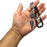 ALBATROSART Special -Allah Tassel- Collection -Worry Beads - Prayer Beads-Tesbih-Tasbih-Tasbeeh-Misbaha-Masbaha-Subha-Sebha-Sibha (Star Cut Faceted Black Hematite 33 Beads & Bracelet)