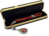 -Orient Collection-Prayer Beads-Worry Beads-Tesbih-Tasbih-Tasbeeh-Misbaha-Masbaha-Subha-Rosary (Red Lace Agate Natural Stone-Allah Tassel -8mm 33 Beads)