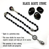 ALBATROSART -Swing Beads Collection- Prayer Beads-Tesbih-Tasbih-Tasbeeh-Misbaha-Masbaha-Subha-Sebha-Sibha-Rosary (Model 3 -8 mm Diameter Black Agate Beads)