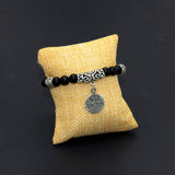 Onyx Natural Stone Bracelet with Tugra Pattern (Ethnic Wallet Gift)