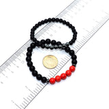 Elegant New Bracelet Series: Black Matte Onyx / Red Howlite Stone Bracelet Set (ETHNIC WALLET GIFT)