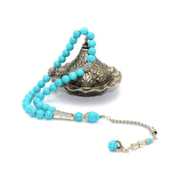 NEW TURQUOISE COLLECTION (33 beads) Worry Beads-Prayer Beads-Tesbih-Tasbih (Blue Synthetic Turquoise -Eagle Claw)