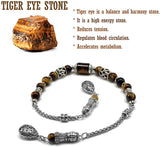 -Zaza Collection- Zaza Stress Worry Beads-Prayer Beads-Tesbih-Tasbih-Tasbeeh-Misbaha-Masbaha-Subha-Rosary (Tiger Eye Stone Zaza and Tiger Eye Stone Bracelet)