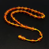 ALBATROSART -Squeezing Amber Collection- 33 Beads-Tesbih-Tasbih-Tasbeeh-Misbaha-Masbaha-Subha-Sebha-Sibha-Rosary  (Light Honey Color -9x7mm- Beyzi Cut Beads)