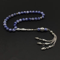 ALBATROSART -Rain Series -  (8mm -33 Beads) Worry Beads-Prayer Beads-Tesbih-Tasbih-Tasbeeh-Misbaha-Masbaha-Subha-Rosary (Blue Spot Natural Stone -8mm 33- Beads)