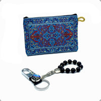 Allah Patterned Handmade Keychain & Rosary Collection- Key Chain-Car Key Chain-Handbags Holder-Worry Beads-Prayer Beads-Tesbih-Tasbih-Tasbeeh-Masbaha(Leather Keychain 10 mm-Black Beads)