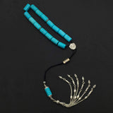 ALBATROSART Design -Greek COMBOLOI Series -1- Worry Beads - Prayer Beads - Tesbih-Tasbih-Tasbeeh-Misbaha-Sibha-Rosary (Synthetic Cylinder Turquoise -(10X16mm, 15 Beads)