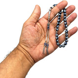 ALBATROSART Design -Special Evil Eye Beaded Collection Worry Beads - Prayer Beads (8 mm-33 Beads) Tesbih-Tasbih-Tasbeeh-Misbaha-Masbaha-Subha-Sebha-Sibha-Rosary (Electroplate Glass Blue Evil Eye)