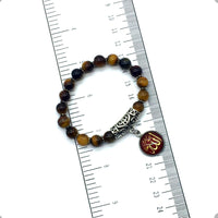 ALBATROSART - Elegant Bracelet Series - (Ethnic Wallet Gift) (Tiger Eye Stone -8 mm- Beads Bracelet with Allah Pattern)