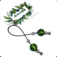 ALBATROSART Design - Greek KOMBOLOI Series- Worry Beads Begleri Pony Anxiety Beads Rosary Relaxation Stress Relief (Green Lampwork Round Glass Beads -16 mm-)