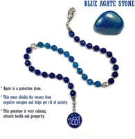 ALBATROSART -Swing Beads Collection- Prayer Beads-Tesbih-Tasbih-Tasbeeh-Misbaha-Masbaha-Subha-Sebha-Sibha-Rosary (Model 4 -Blue Agate -8mm Diameter Beads)