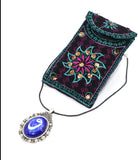 Handmade Custom Ceramic Tile Necklace-10 (Turkish Traditional Iznik Tile Art - Waxed Cotton Cord)