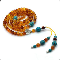 ALBATROSART Special for Woman Prayer Beads Series -99 Beads- Tesbih-Tasbih-Tasbeeh-Misbaha-Masbaha-Subha-Sebha-Sibha  (Honey Color Imitation Amber -8 mm Beads-)