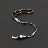 -Orient Collection-Prayer Beads-Worry Beads-Tesbih-Tasbih-Tasbeeh-Misbaha-Masbaha-Subha-Rosary (Tiger Eye Stone-Silver (8 mm-33 Beads))