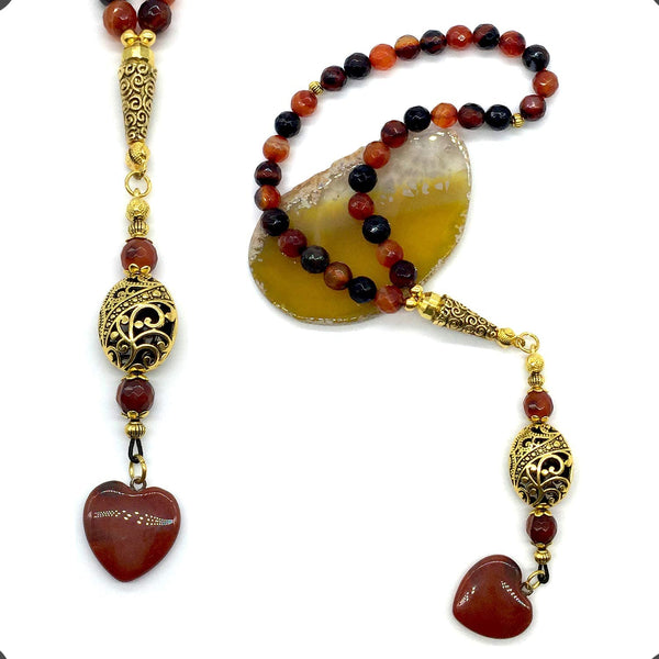 -New Agate Collection- Prayer Beads-Worry Beads-Tesbih-Tasbih-Tasbeeh-Misbaha-Masbaha-Subha-Sebha-Sibha-Rosary (Miracle Agate Natural Stone-8 mm-33 Beads-)
