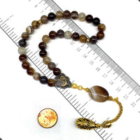 ALBATROSART -Elegance Collection- Prayer Beads-Tesbih-Tasbih-Tasbeeh-Misbaha-Masbaha-Subha-Sebha-Sibha-Rosary (Banded Agate Stone (8mm -33 Beads)