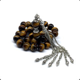 ALBATROSART Design -Tiger Eye Stone Series Worry Beads - Prayer Beads Tesbih-Tasbih-Tasbeeh-Misbaha-Masbaha-Subha-Sebha-Sibha-Rosary (Big Beads --12 mm-33 Beads-)