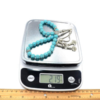 -FREE GIFT POUCH- Elegant Synthetic Turquoise Prayer Beads (33 beads) Tesbih-Tasbih-Tasbeeh-Misbaha