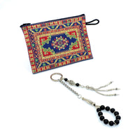 Black Onyx Worry Beads & Keychain Together -Stress Worry Beads - Tesbih-Tasbih (ETHNIC WALLET GIFT)