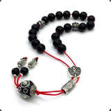 ALBATROSART Design - Greek KOMBOLOI Series- Worry Beads Begleri Pony Anxiety Beads Rosary Relaxation Stress Relief (Black Glass Beads - (10 mm, 19 Beads)