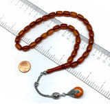 -FIRE Amber Collection- Prayer Beads-Worry Beads-Tesbih-Tasbih-Misbaha-Masbaha-Rosary (Dark Yellow Wavy Transparent -11x8 mm-33 Bakelite Beads)