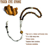 -Orient Collection-Prayer Beads-Worry Beads-Tesbih-Tasbih-Tasbeeh-Misbaha-Masbaha-Subha-Rosary (Tiger Eye Stone-Silver (8 mm-33 Beads))