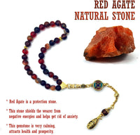 -Orient Collection-Prayer Beads-Worry Beads-Tesbih-Tasbih-Tasbeeh-Misbaha-Masbaha-Subha-Rosary (Red Agate Stone (8 mm-33 Beads))